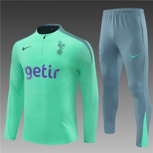 2024/2025 Tottenham Half-Pull Training Suit Wear Light Green Football Shirt 1:1 Thai Quality