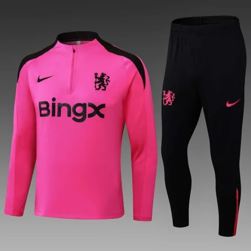 2024/2025 Chelsea Half-Pull Training Suit Pink Football Shirt Set 1:1 Thai Quality