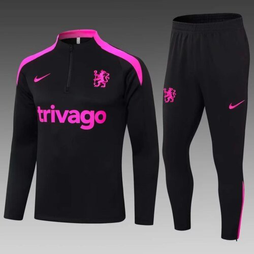 2024/2025 Chelsea Half-Pull Training Suit Black Football Shirt Set 1:1 Thai Quality