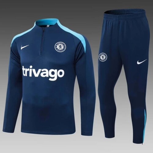 2024/2025 Chelsea Half-Pull Training Suit Royal blue Football Shirt Set 1:1 Thai Quality