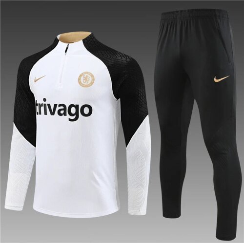 2023/2024 Chelsea Half-Pull Training Suit White Football Shirt Set 1:1 Thai Quality