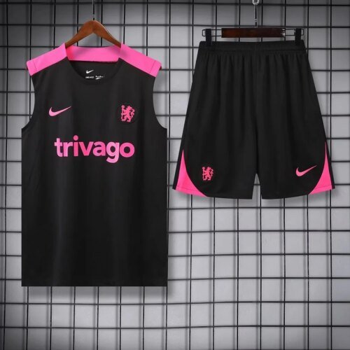 2024/2025 Chelsea Pre-match Training Black Jersey + Shorts 1:1 Thai Quality