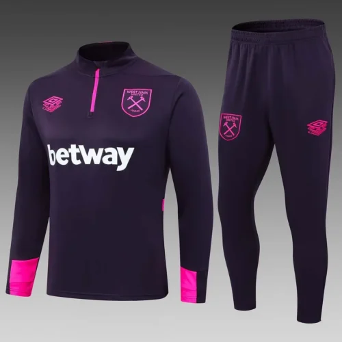 2024/2025 West Ham United Half-Pull Training Suit Purple Football Shirt 1:1 Thai Quality