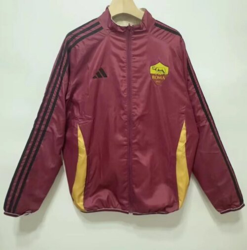 2024/2025 Roma Red Double-Sided Windbreaker Plaid Fabric Soccer Jersey 1:1 Thai Quality