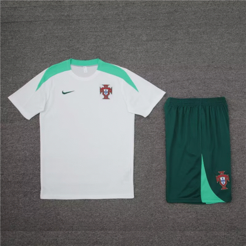 2025 Portugal Pre-matchTraining white Suit Short Sleeve 1:1 Thai Quality