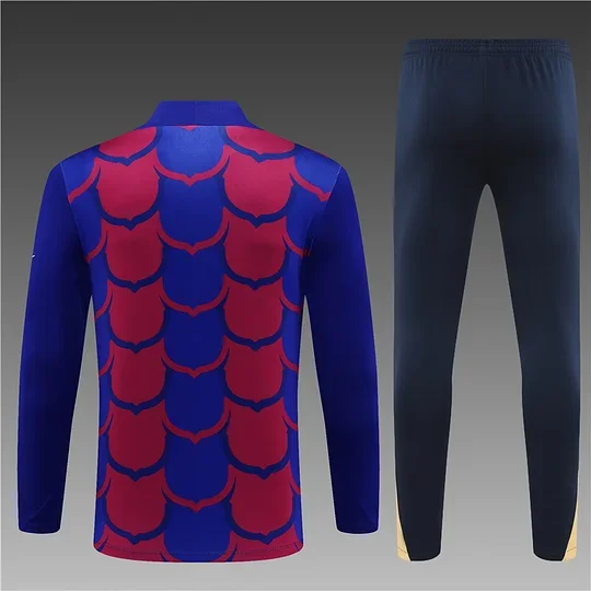 2024/2025 Barcelona Half-Pull Training Red And Blue Camouflage Jersey Set  1:1 Thai Quality