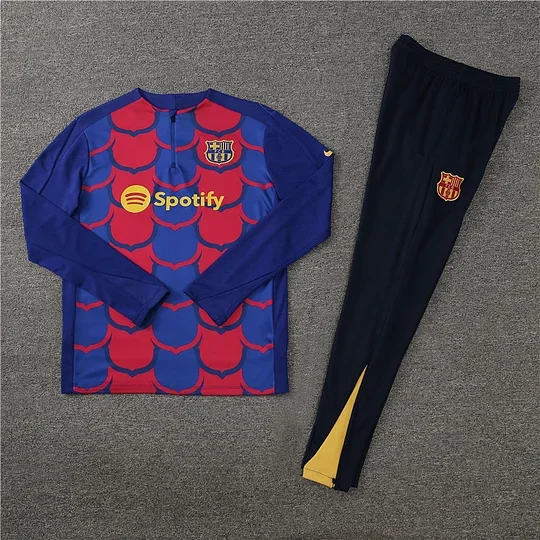 2024/2025 Barcelona Half-Pull Training Red And Blue Camouflage Jersey Set  1:1 Thai Quality