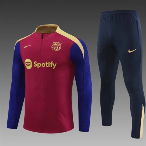 2024/2025 Barcelona Half-Pull Training Red Jersey Set  1:1 Thai Quality
