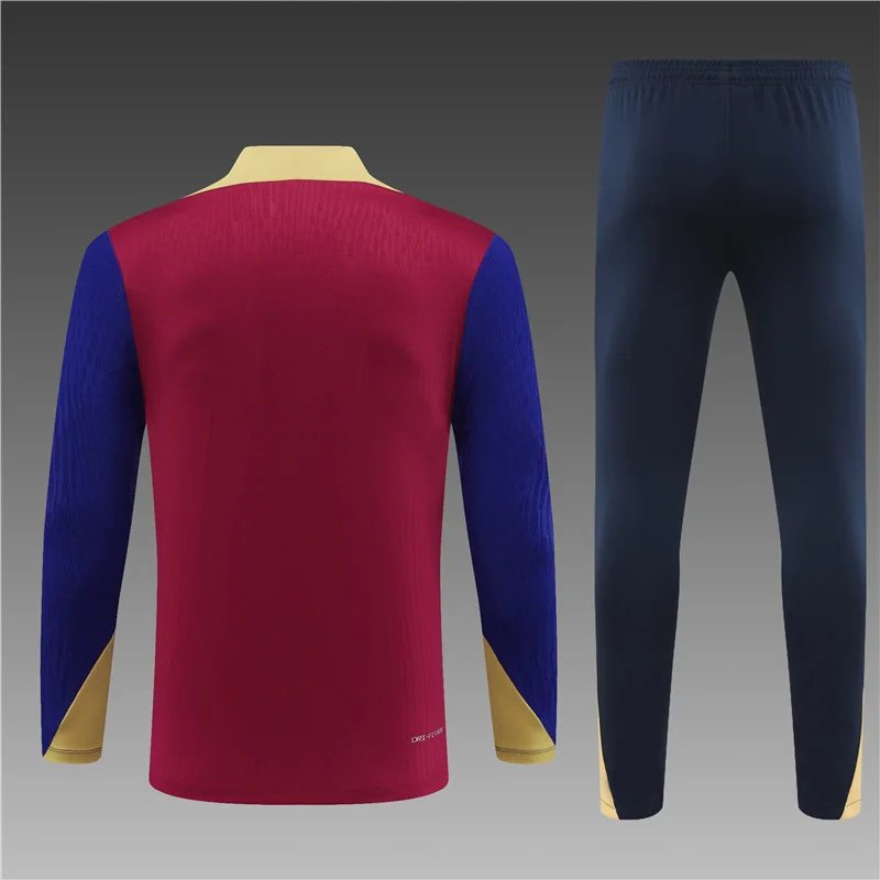 2024/2025 Barcelona Half-Pull Training Red Jersey Set  1:1 Thai Quality