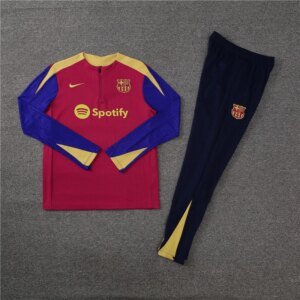 2024/2025 Barcelona Half-Pull Training Red Jersey Set  1:1 Thai Quality