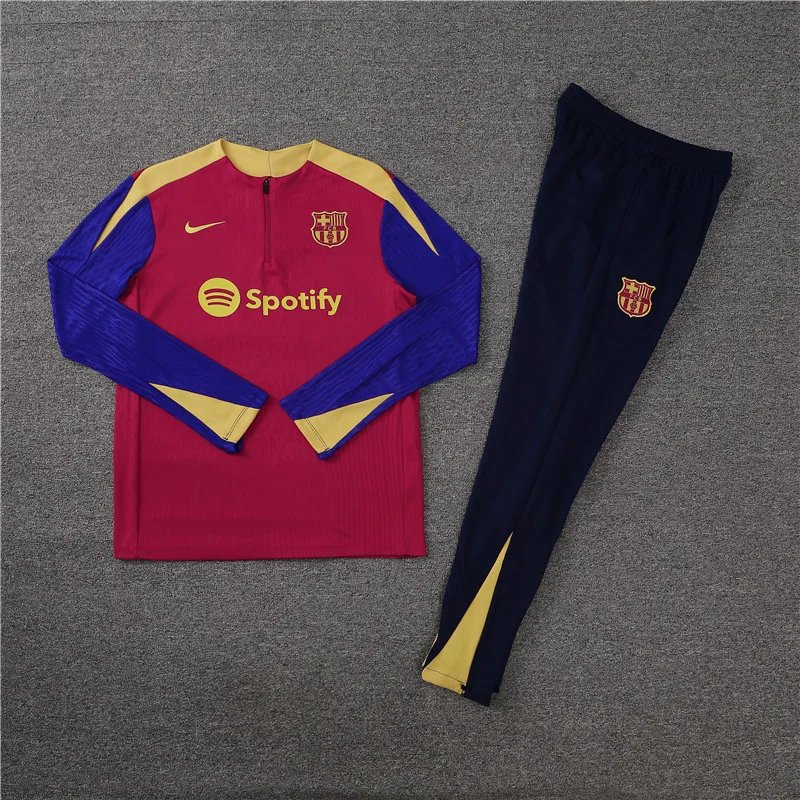 2024/2025 Barcelona Half-Pull Training Red Jersey Set  1:1 Thai Quality