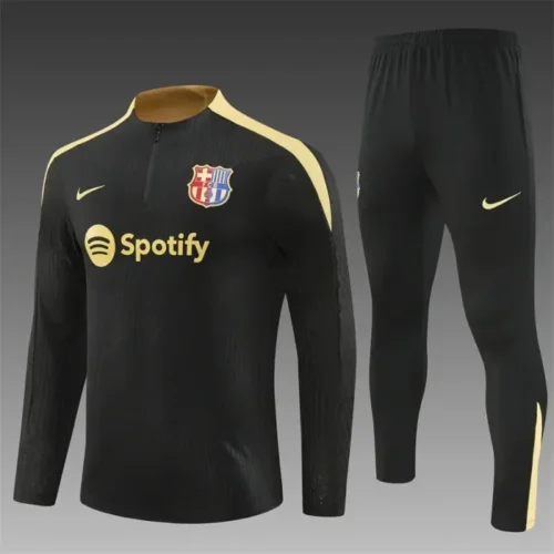 2024/2025 Barcelona Half-Pull Training Black With Gold Jersey Set 1:1 Thai quality