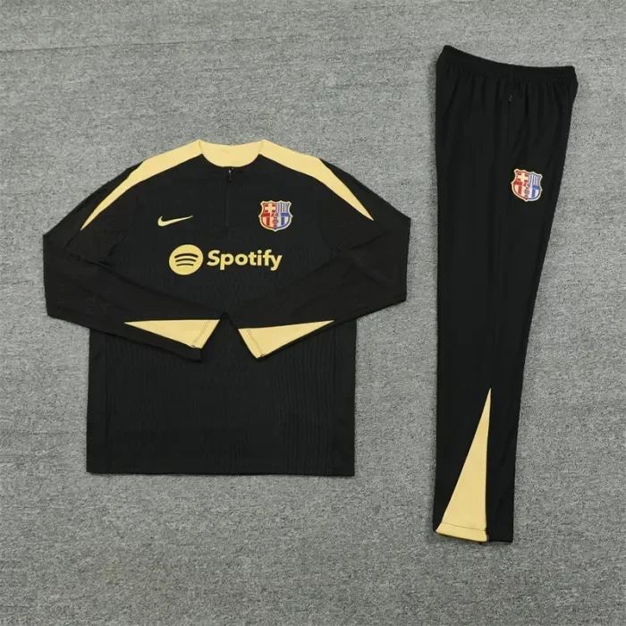 2024/2025 Barcelona Half-Pull Training Black With Gold Jersey Set 1:1 Thai quality