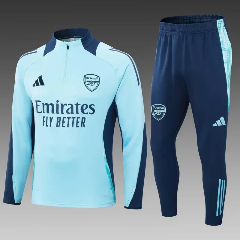 2024/2025 Arsenal Half-Pull Training Suit light Blue Football Shirt 1:1 Thai Quality