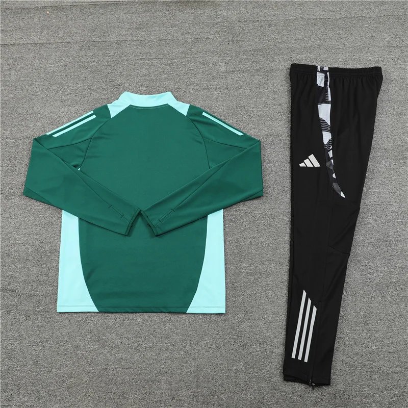 2024/2025 Manchester United Half-Pull Training Suit Wear Green Football Shirt 1:1 Thai Quality