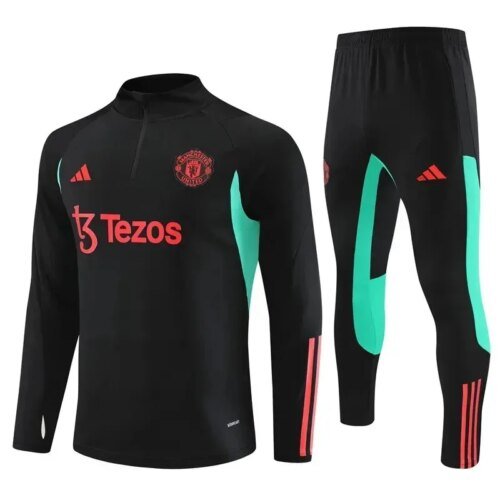 2023/2024 Manchester United Half-Pull Training Suit Black Football Shirt 1:1 Thai Quality Set