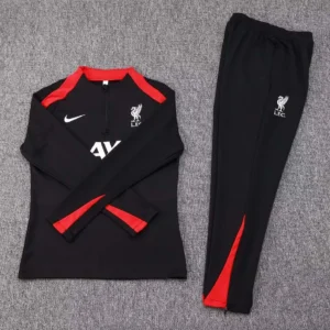 2024/2025 Liverpool Half-Pull Training Suit Black Jersey 1:1 Thai Quality Set