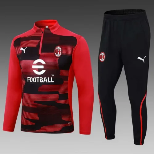 2024/2025 AC Milan Half-Pull Training Suit Red Black Soccer Jersey 1:1 Thai Quality