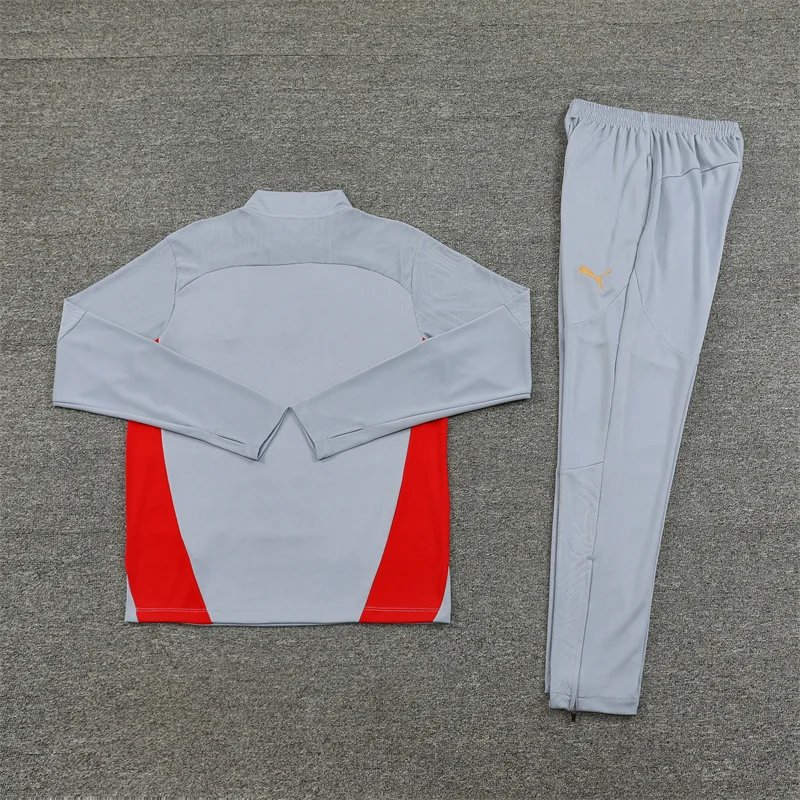 2024/2025 AC Milan Half-Pull Training Suit Grey Soccer Jersey 1:1 Thai Quality