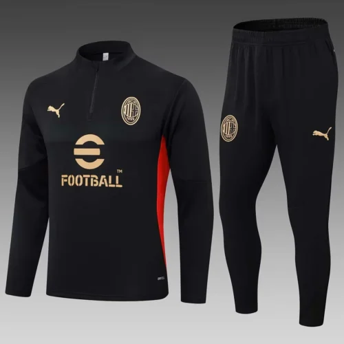 2024/2025 AC Milan Half-Pull Training Suit  Black Soccer Jersey 1:1 Thai Quality
