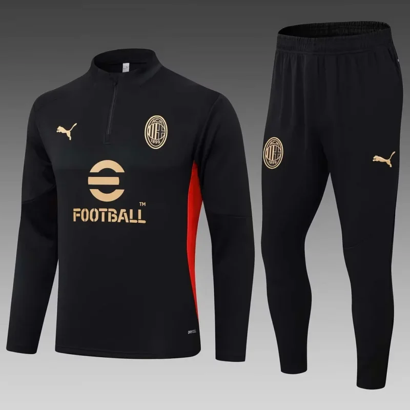 2024/2025 AC Milan Half-Pull Training Suit  Black Soccer Jersey 1:1 Thai Quality