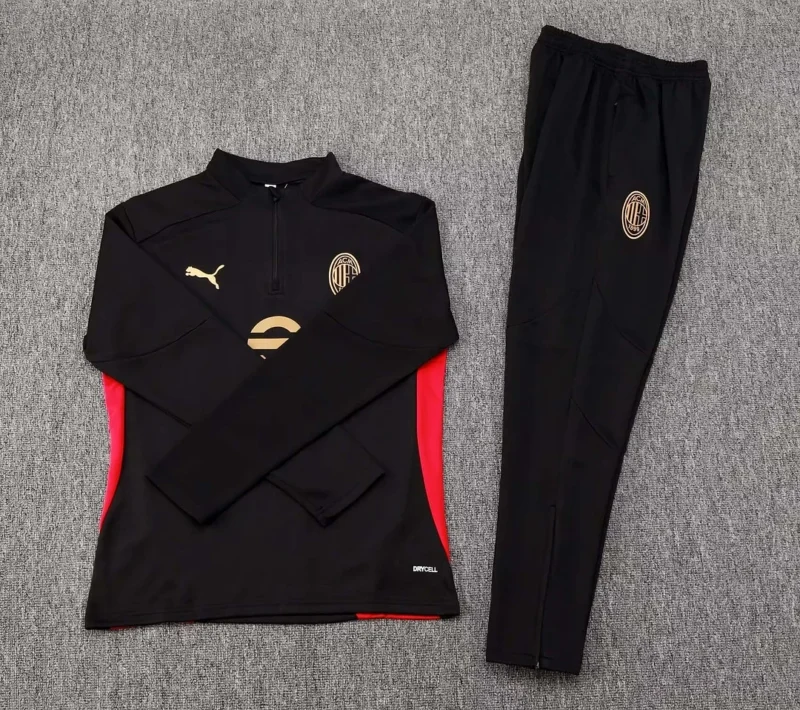 2024/2025 AC Milan Half-Pull Training Suit  Black Soccer Jersey 1:1 Thai Quality