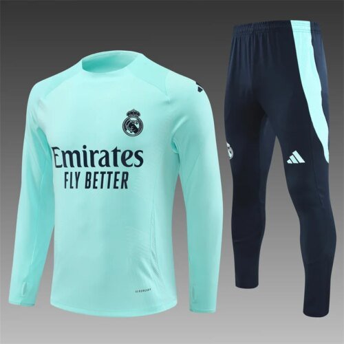 2024/2025 Real Madrid Half-Pull Training Suit Lake Blue Football Shirt 1:1 Thai Quality