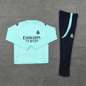 2024/2025 Real Madrid Half-Pull Training Suit Lake Blue Football Shirt 1:1 Thai Quality