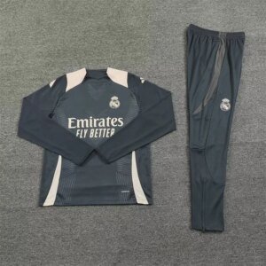 2024/2025 Real Madrid Half-Pull Training Suit Dark Grey Football Shirt 1:1 Thai Quality