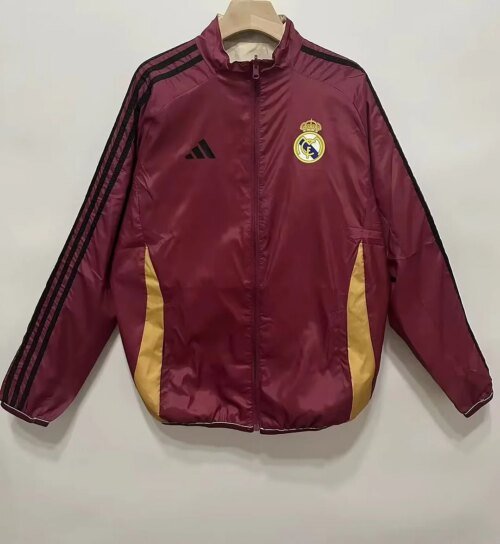 2024/2025 Real Madrid Red Double-Sided Windbreaker Plaid Fabric 1:1 Thailand Quality