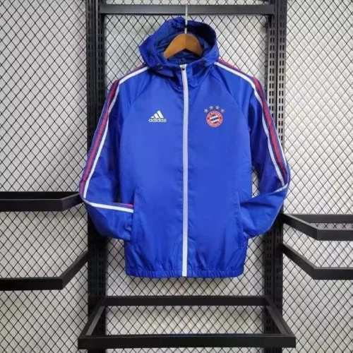 2024/2025 Bayern Munich Windbreaker Blue Football Shirt 1:1 Thai Quality