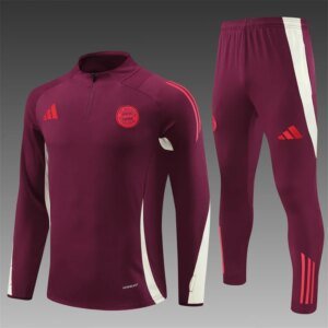 2024/2025 Bayern Munich Half-Pull Training Suit Red Date Color Football Shirt 1:1 Thai Quality