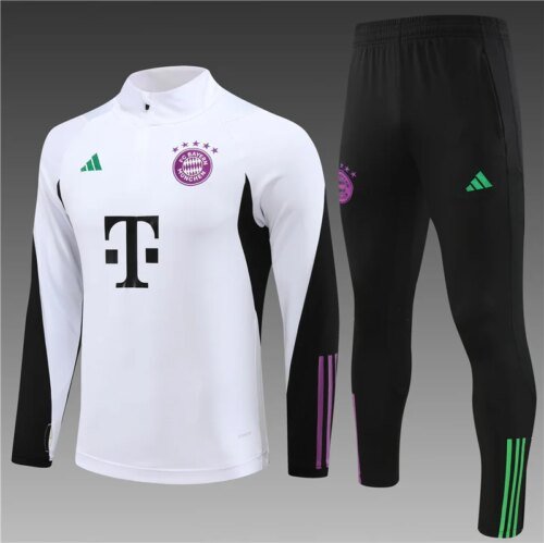2023/2024 Bayern Half-Pull Training Suit Whtie Football Shirt 1:1 Thai Quality