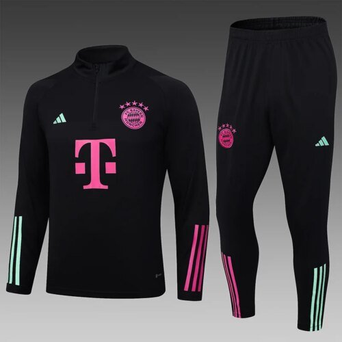 2023/2024 Bayern Half-Pull Training Suit Black Football Shirt 1:1 Thai Quality