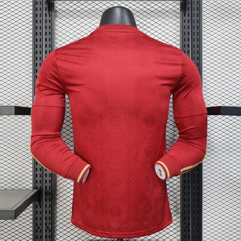 2025/2026 Player Version Bayern Munich 125th Anniversary Edition Red Long Sleeve Football Shirt 1:1 Thai Quality