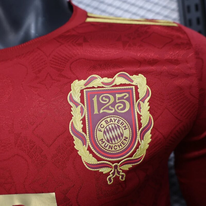 2025/2026 Player Version Bayern Munich 125th Anniversary Edition Red Long Sleeve Football Shirt 1:1 Thai Quality