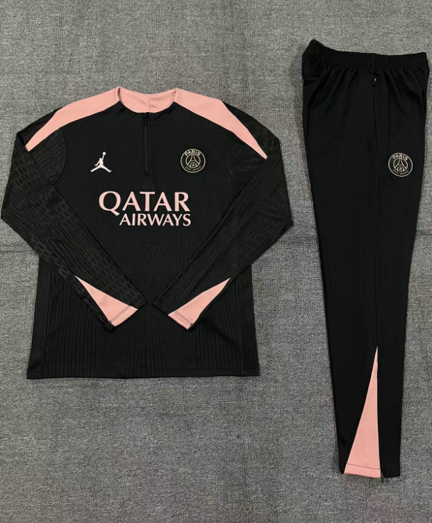 2024/2025 Psg Paris Saint-Germain Half-Pull Training Black And Pink Set 1:1 Thai Quality