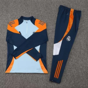 2024/2025 Real Madrid Half-Pull Training Suit Baby blue Football Shirt 1:1 Thai Quality