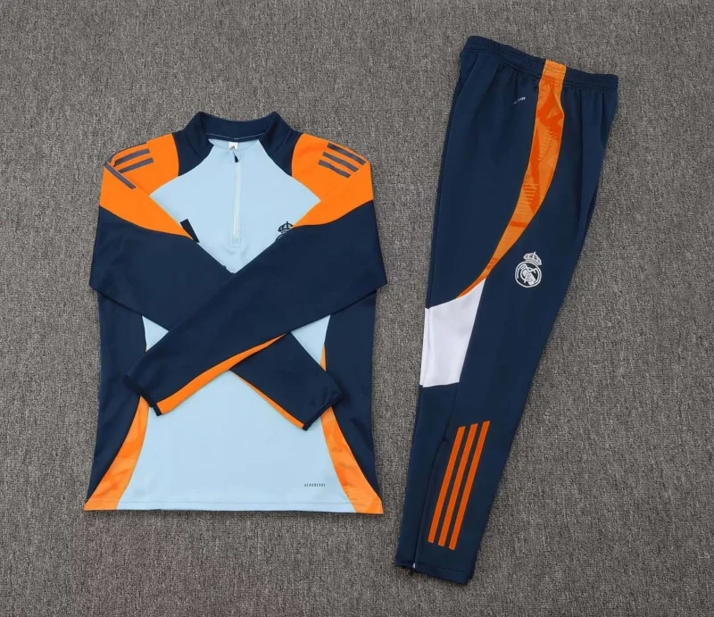 2024/2025 Real Madrid Half-Pull Training Suit Baby blue Football Shirt 1:1 Thai Quality