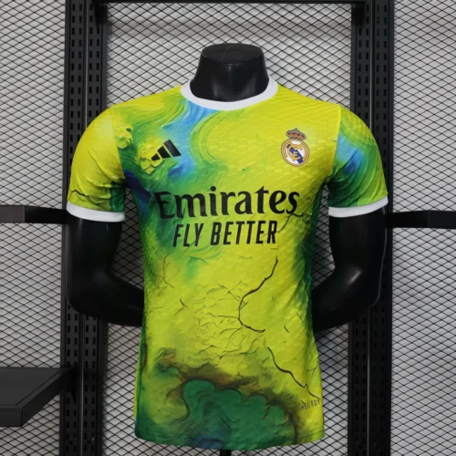 2025/2026 Player Version Real Madrid Special Edition Yellow Green Football Shirt 1:1 Thai Quality