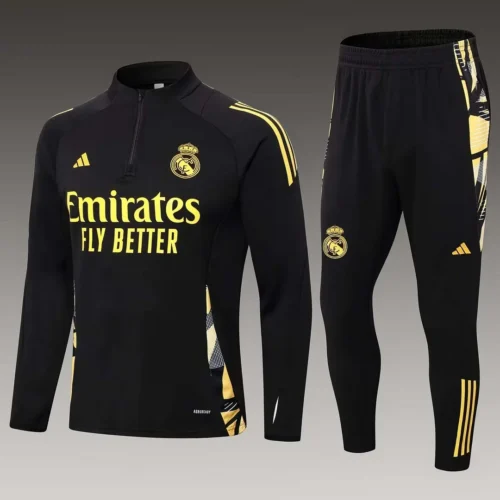 2024/2025 Real Madrid Half-Pull Training Suit Black Football Shirt 1:1 Thai Quality