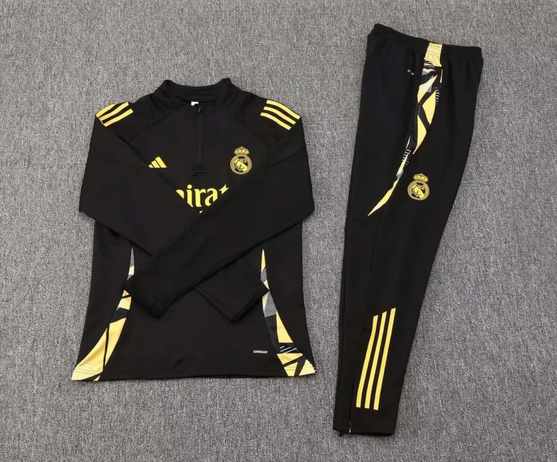 2024/2025 Real Madrid Half-Pull Training Suit Black Football Shirt 1:1 Thai Quality