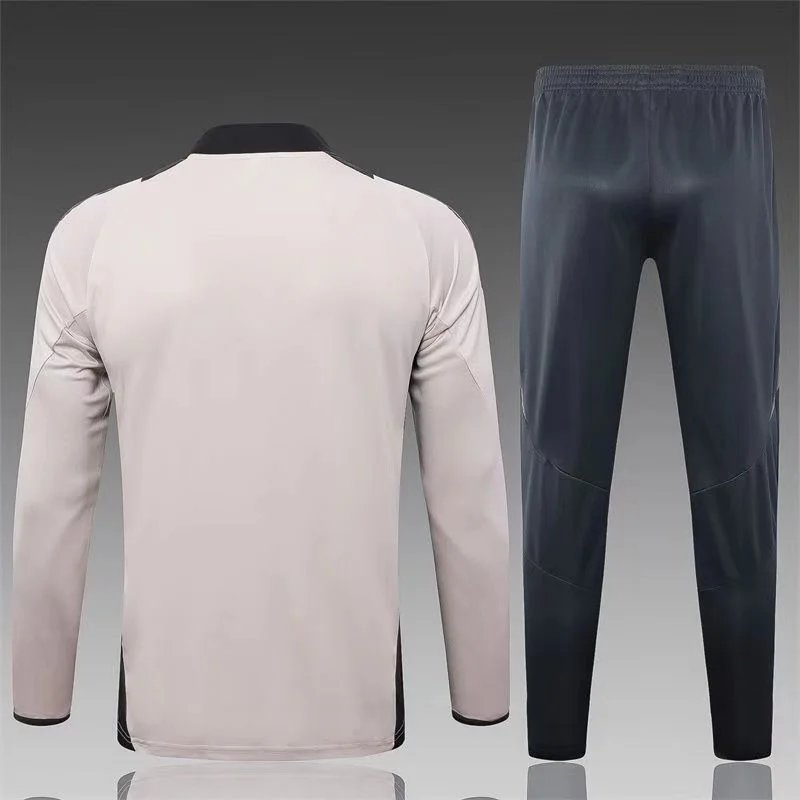 2024/2025 Real Madrid Half-Pull Training Suit Beige Yellow Football Shirt 1:1 Thai Quality
