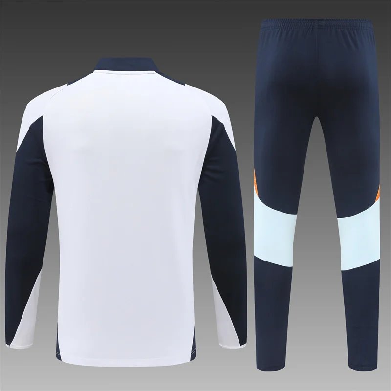 2024/2025 Real Madrid Half-Pull Training Suit White Football Shirt 1:1 Thai Quality