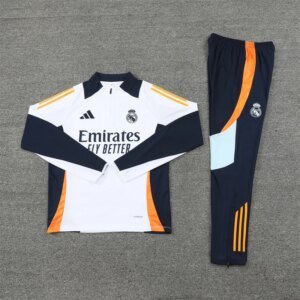 2024/2025 Real Madrid Half-Pull Training Suit White Football Shirt 1:1 Thai Quality