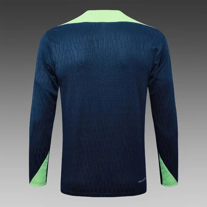 2024 Brazil Half-Pull Training Suit Dark Blue Football Shirt 1:1 Thai Quality Set
