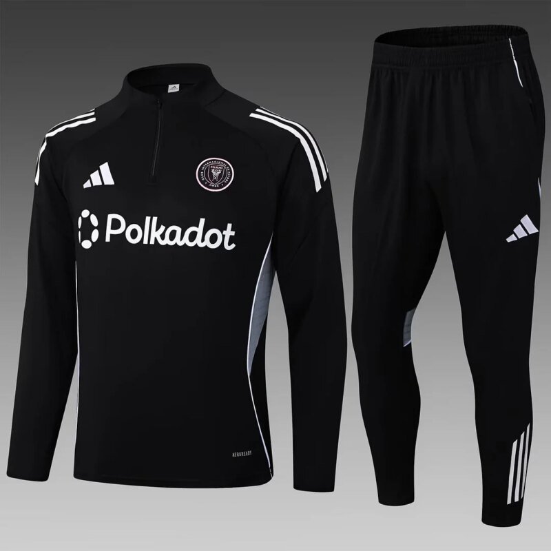 2025/2026 Inter Miami Half-Pull Training Suit Black Football Shirt 1:1 Thai Quality